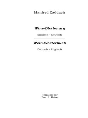 cover image of Weinwörterbuch Deutsch-Englisch / Englisch-Deutsch